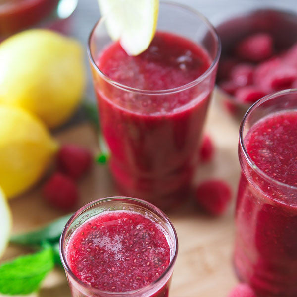 Strawberry Lemonade with Cayenne and Chia Seeds